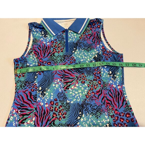 FREEYE Golf Tennis Dresses Sleeveless Inner Shorts ＆ Pockets Leopard Blue Small - Picture 5 of 8